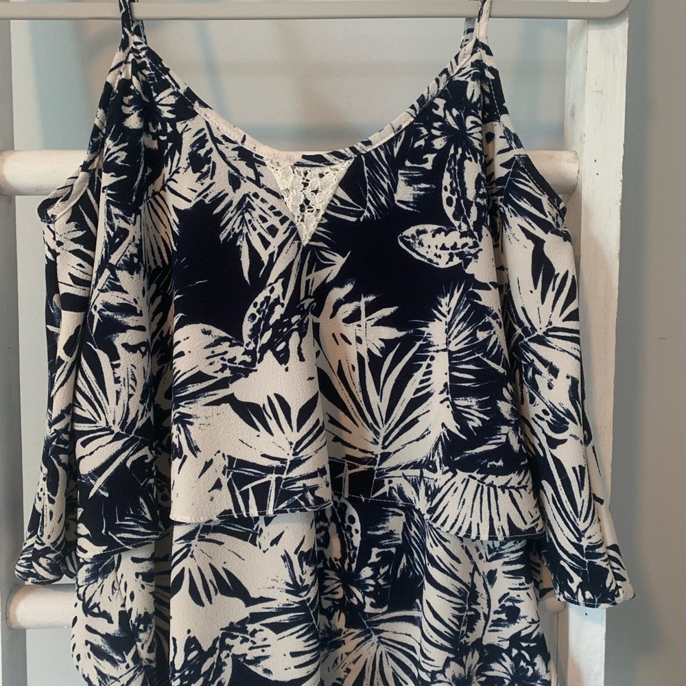 Paper Crane Navy and White Floral Blouse
